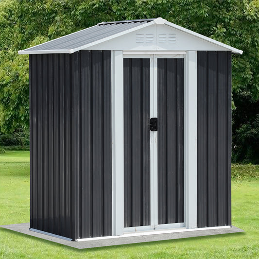 Outdoor Waterproof Garden Tool Storage Sheds 5FTx3FT Apex Roof Grey With Aluminum alloy frame And Sliding doors