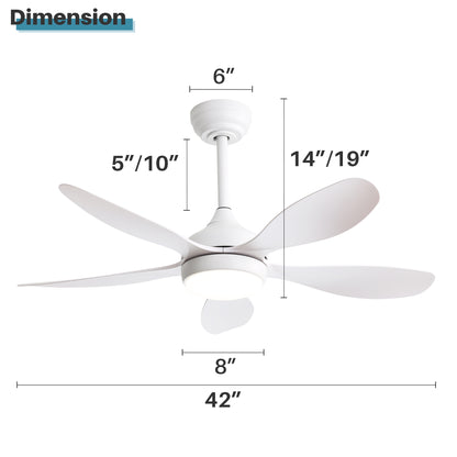 42 Inch Ceiling Fan with Light and Remote Cotnrol 6 Speeds DC Reversible Motor