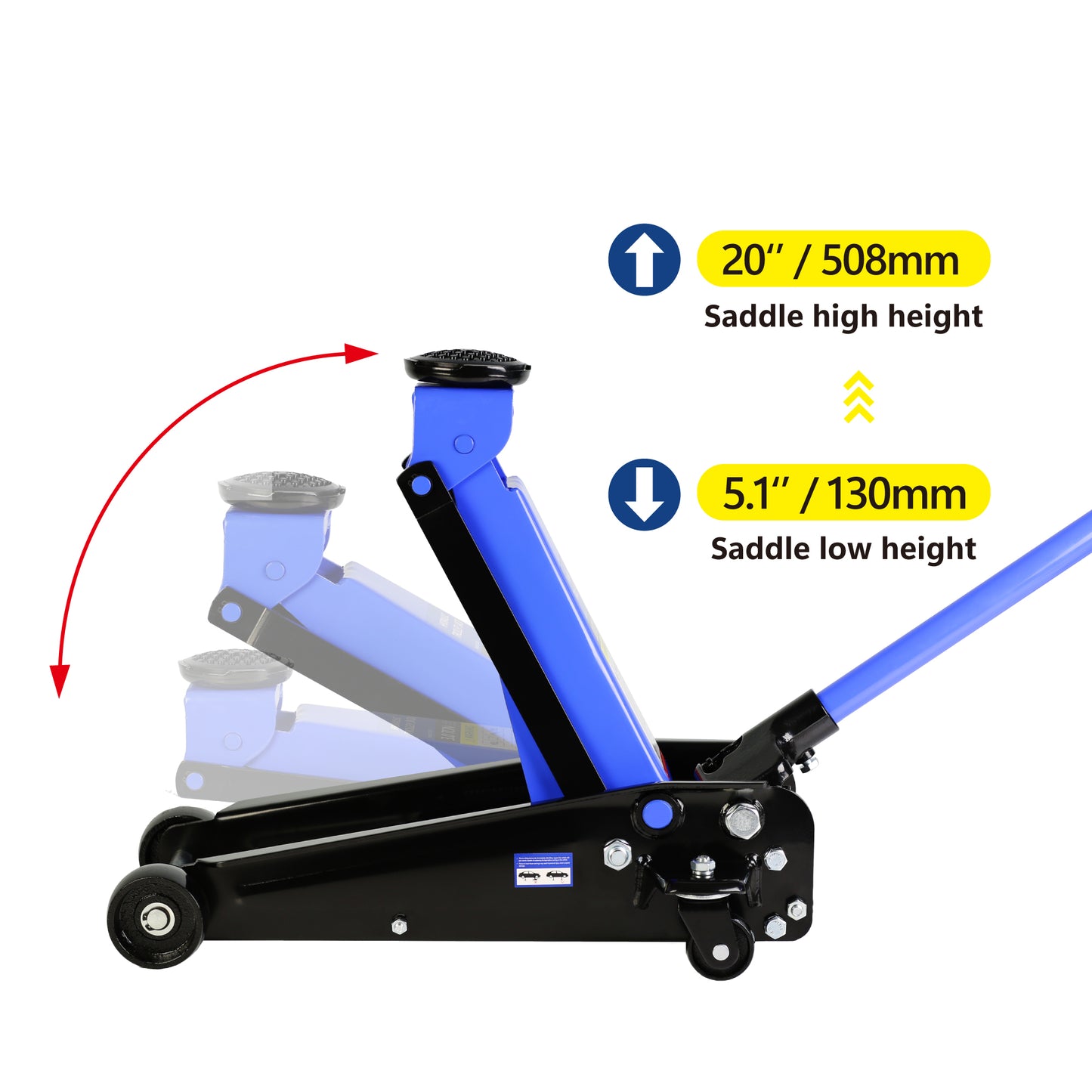 Hydraulic trolley Low Profile and Steel Racing 3Ton (6,000 lb) Capacity,  Floor Jack with Piston Quick Lift Single Pump, Blue Lifting range 5.1"-20"