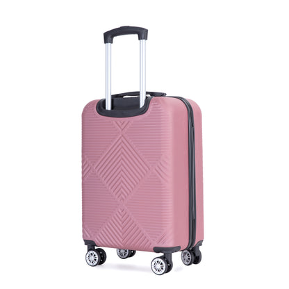 4-piece ABS lightweight suitcase, 14 inch makeup box, aircraft wheels (14/20/24/28) PINK