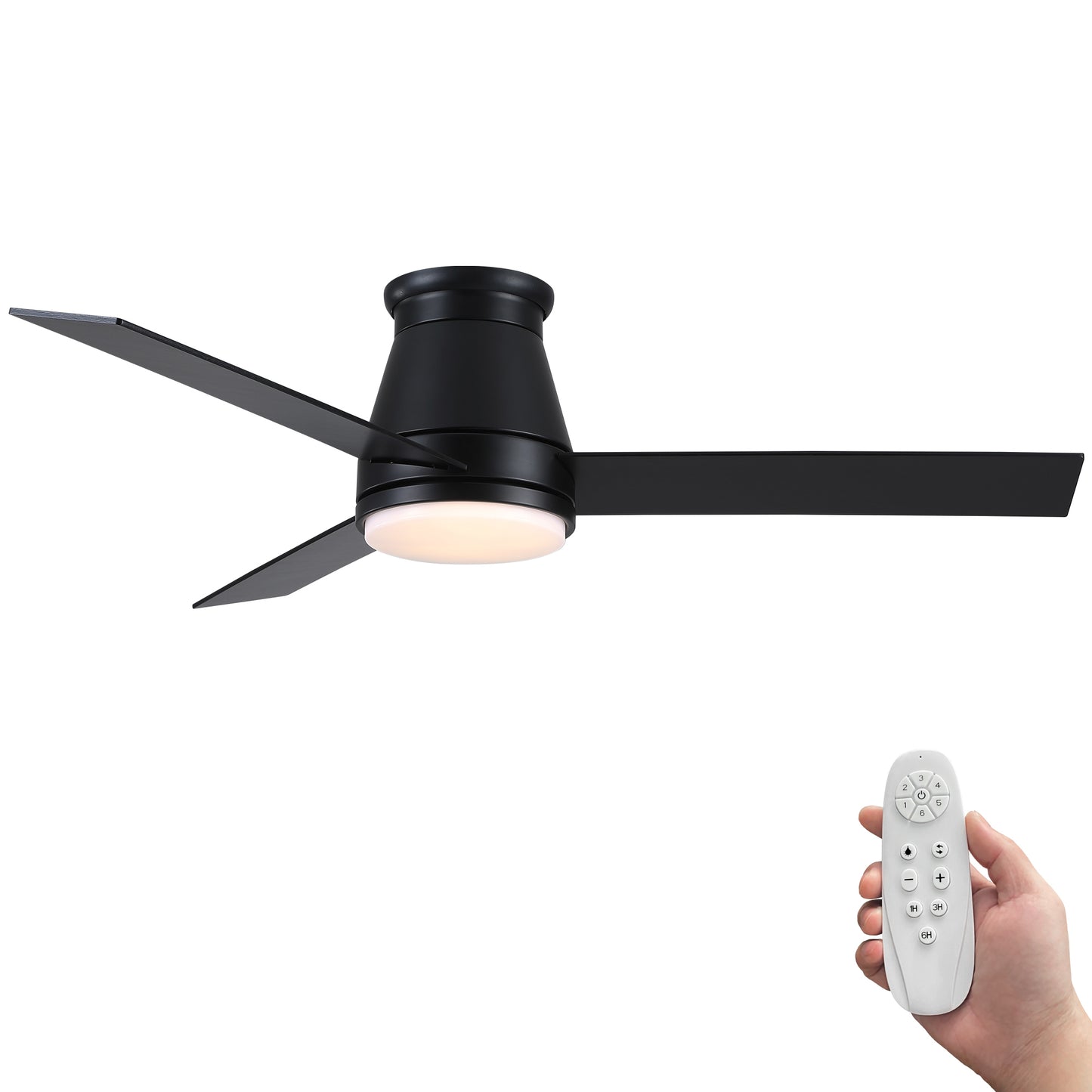 48" Black Lowe Profile Ceiling Fan with Light