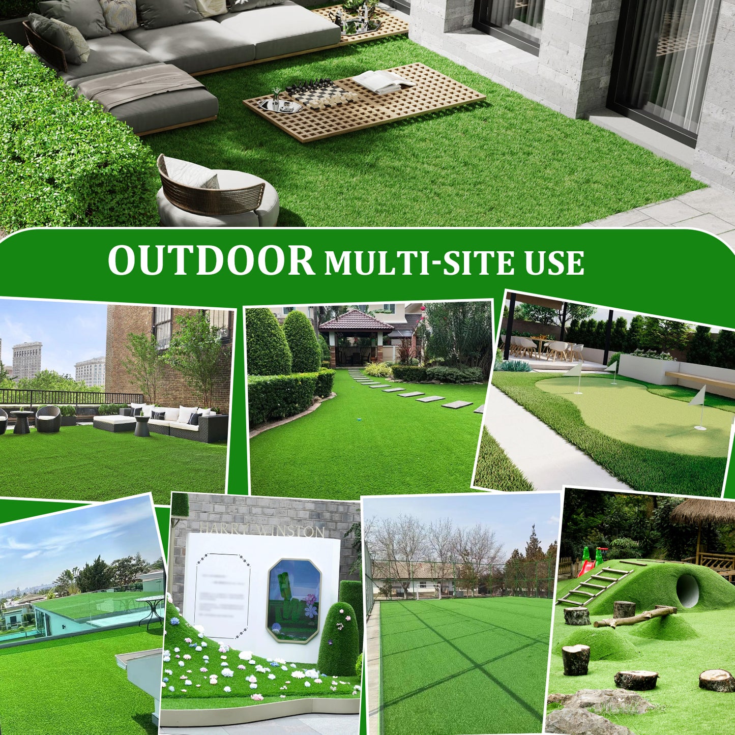 2FTX10FT Outdoor Artificial Grass Runner Rug, Thick Realistic Fake Grass Roll Decor Patio Balcony Garden Lawn, Dog Pets Turf Drain Mat, 1.38" Pile Height