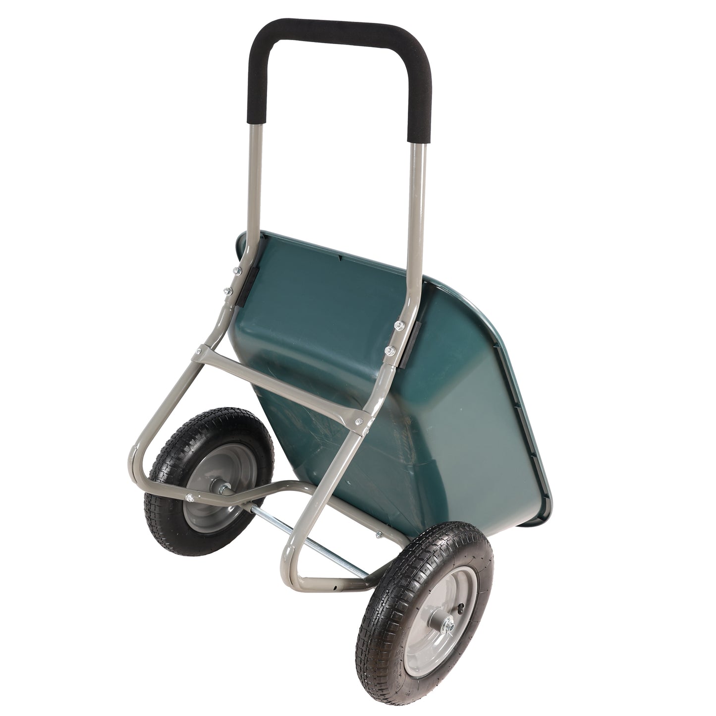 wheel barrow Two wheeled trolley for green garden 15 inch pneumatic wheel WB1001GN