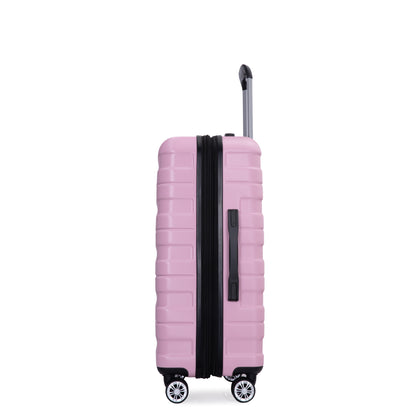 3 Piece Luggage Sets PC Lightweight & Durable Expandable Suitcase with Two Hooks, Double Spinner Wheels, TSA Lock, (21/25/29) Pink