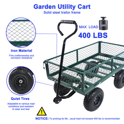 Wagon Cart Garden cart trucks make it easier to transport firewood (green)