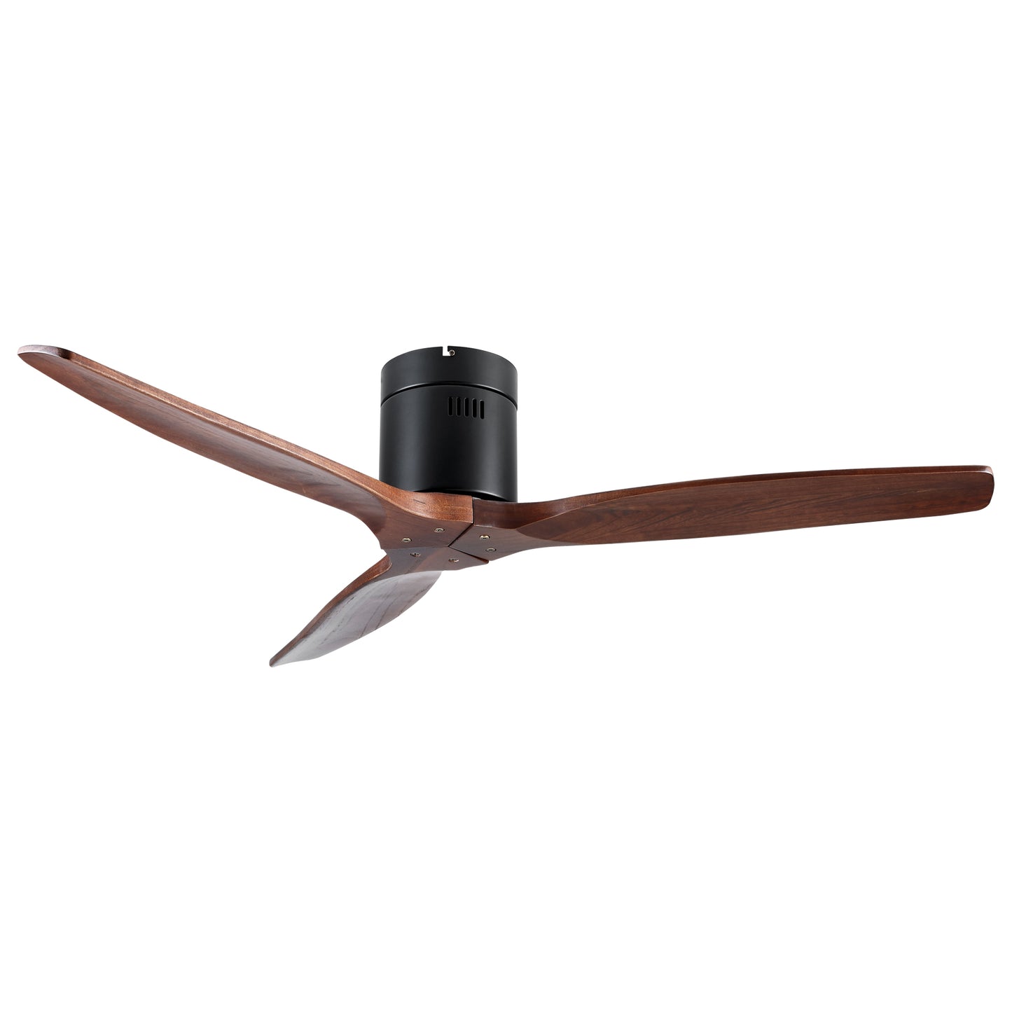 52" YUHAO Farmhouse Rustic Ceiling Fan without Light - Matte Black with Solid Wood Blade