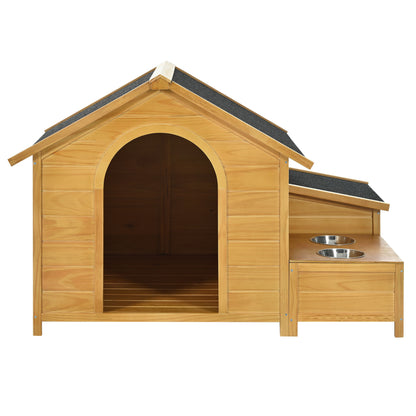 GO 51.18" L x 43.7" W x 37" H Large Size Wooden Dog House, Dog Crate For large dog breeds, Cabin Style Raised Dog Shelter with Asphalt Roof, Solid Wood, Weatherproof, Nature