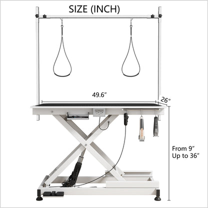 super Deluxe electric pet grooming table, 110V/220V professional groomer recommend Adjustable height from 9.4" to 39.37" WHITE COLOR