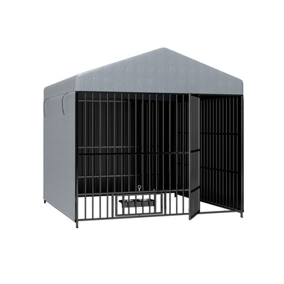 Large Dog Kennel Outdoor Pet Pens Dogs Run Enclosure Animal Hutch Metal Coop Fence with Roof Cover(6.6'L x 6.6'W x 6.4'H)