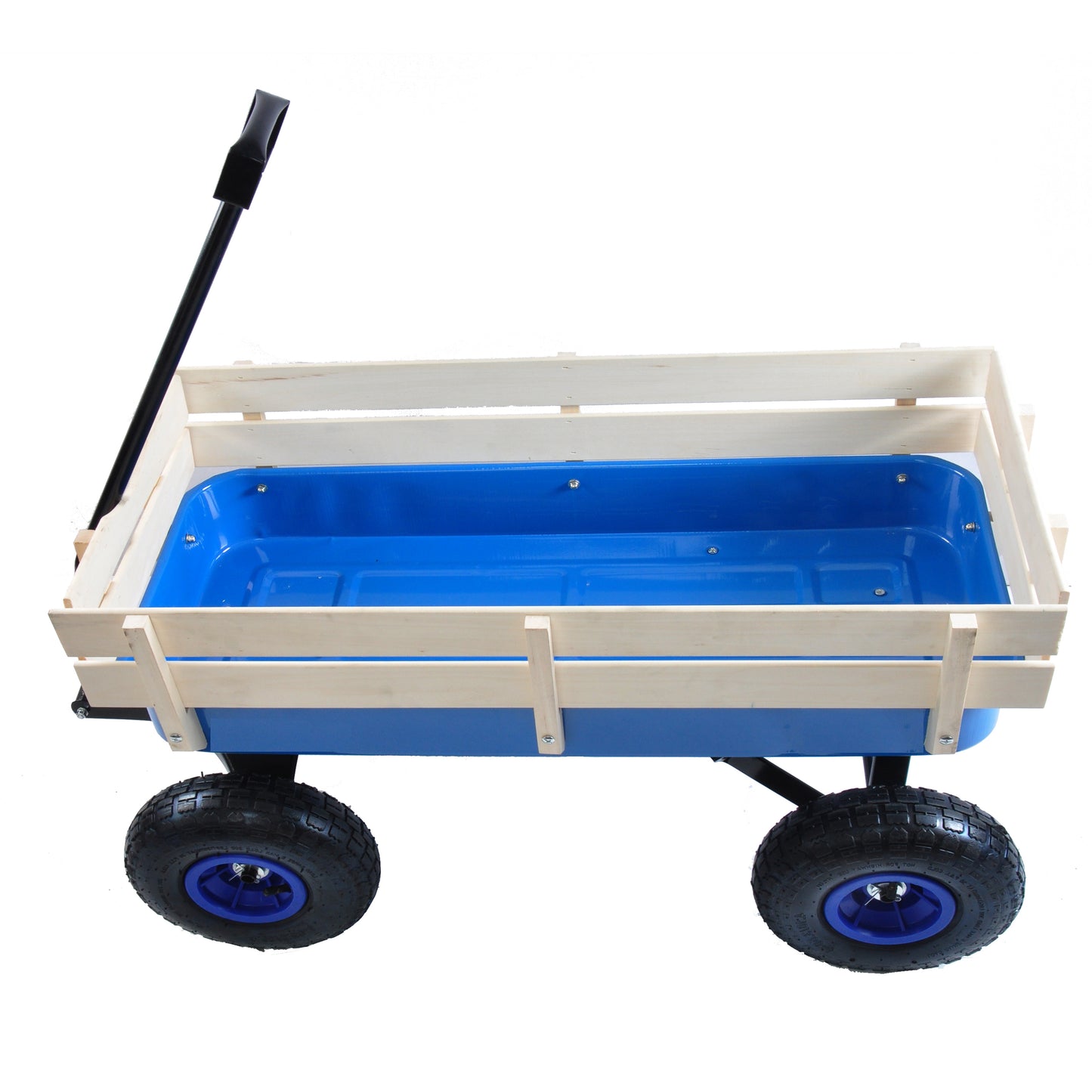 Outdoor Wagon All Terrain Pulling Wood Railing Air Tires Garden Cart