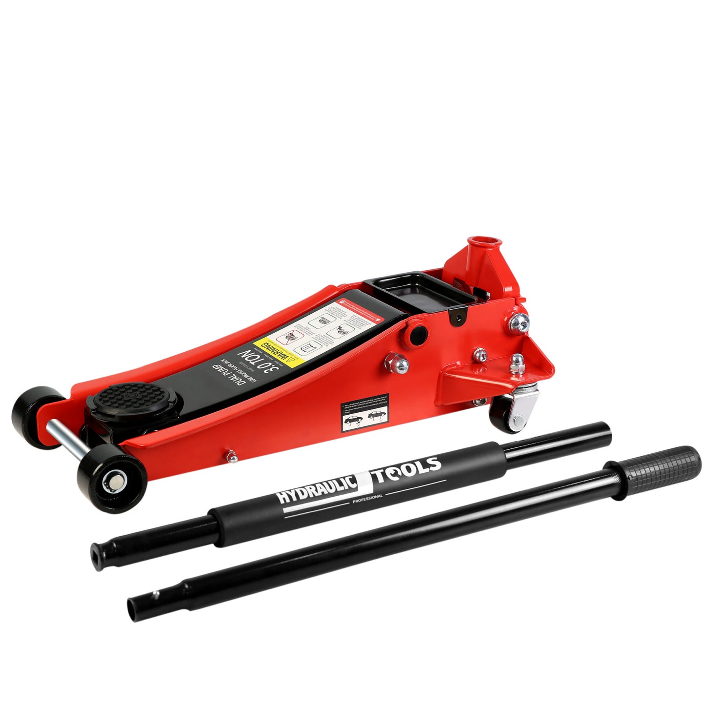 3t Low Profile Jack, Red and Black, Ultra Low Floor Jack with Dual Pistons Quick Lift Pump, Car Jack Hydraulic AutoLifts for Home Garage, Truck Jack Hydraulic Lifting range 3.3"-19.7"