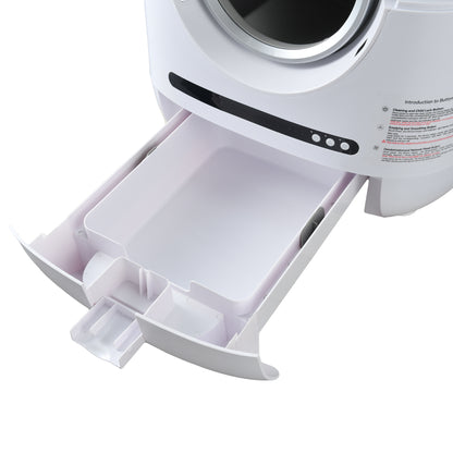 Self-cleaning cat litter box, 68L+9L, suitable for a variety of cat litter, APP control, real-time video, photo and video, safe and reliable, ionic deodorization, with exhaust hose, support WiFi