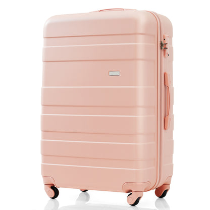 Luggage Sets New Model ABS Hardshell 3pcs Clearance Luggage Hardside Lightweight Durable Suitcase sets Spinner Wheels Suitcase with TSA Lock 20''24''28''( pink)