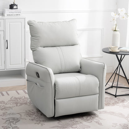 Rocking Recliner Chair,360 ° Swivel Nursery Rocking Chair,Glider Chair,Modern Small Rocking Swivel Recliner Chair for Bedroom,Living Room Chair Home Theater Seat,Side Pocket(Light Gray+360°Swivel)