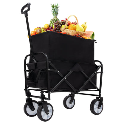 Collapsible Foldable Wagon Cart Beach Wagon Heavy Duty Utility Cart Utility Wagon Grocery Cart for for Camping Shopping Sports Gardeing Fishing 
Supports 225lbs ,All-Terrain Wheels black