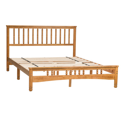 Queen Size Elegant Style Wooden Platform Bed Frame With Headboard,No Need Box Spring,Easy Assembly