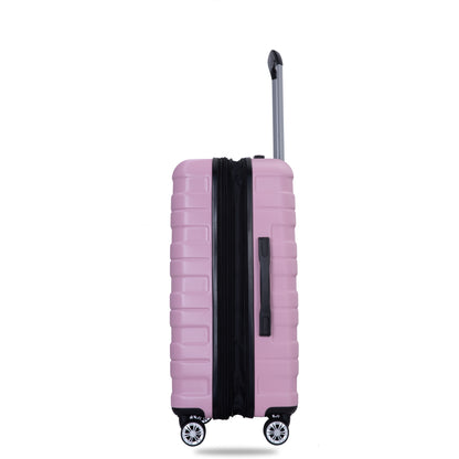 3 Piece Luggage Sets PC Lightweight & Durable Expandable Suitcase with Two Hooks, Double Spinner Wheels, TSA Lock, (21/25/29) Pink