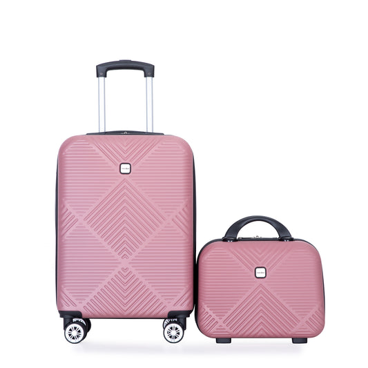 2Piece Luggage Sets ABS Lightweight Suitcase , Spinner Wheels,  (20/14)PINK