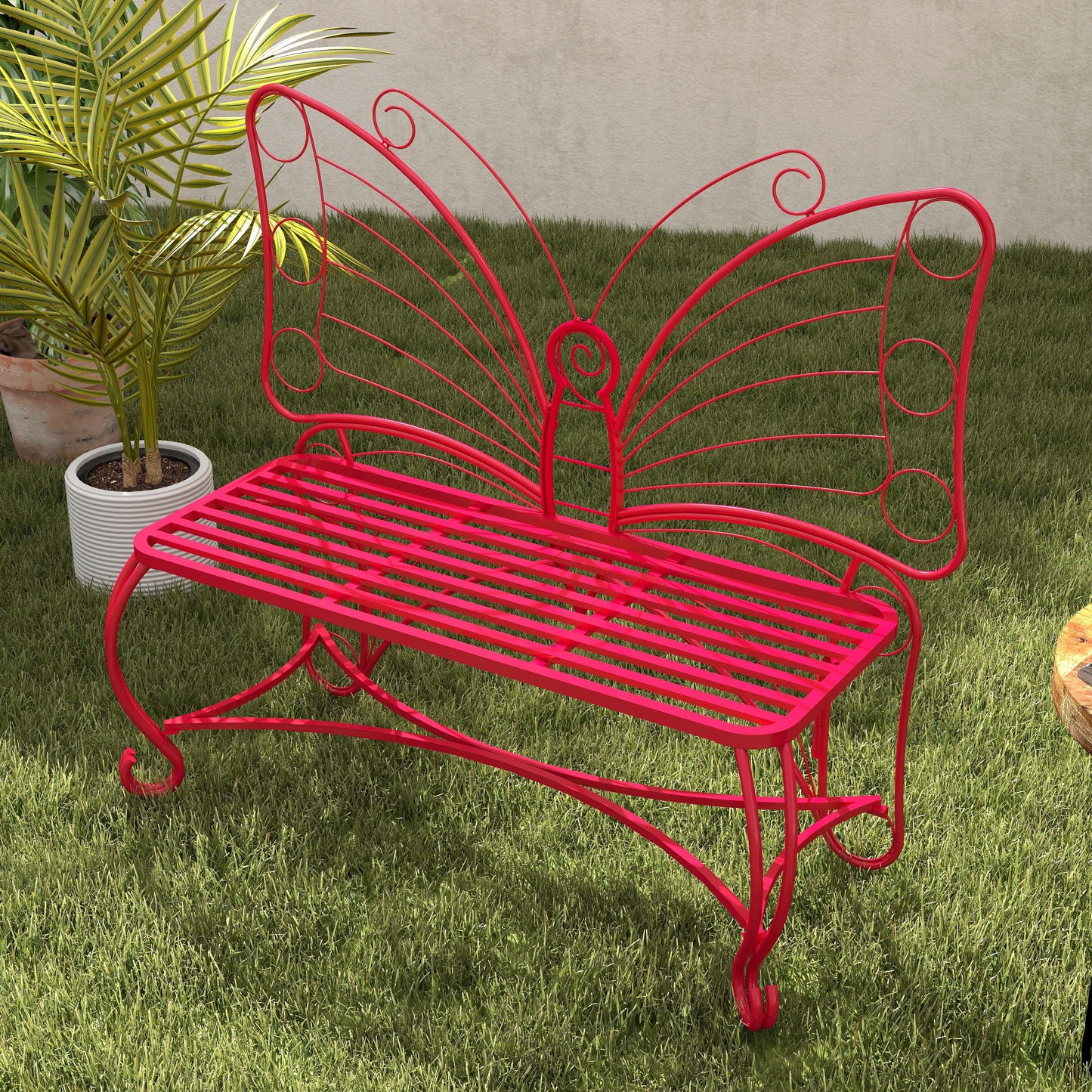 Butterfly Cast Metal Garden Bench, Outdoor Bench Patio Seat, Park Bench Outdoor Seating for Garden, Yard, Park, Entryway