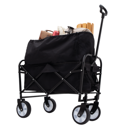 Collapsible Foldable Wagon Cart Beach Wagon Heavy Duty Utility Cart Utility Wagon Grocery Cart for for Camping Shopping Sports Gardeing Fishing 
Supports 225lbs ,All-Terrain Wheels black