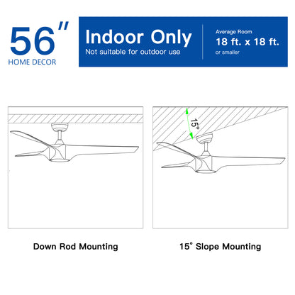 56 In.Intergrated LED Ceiling Fan with White ABS Blade