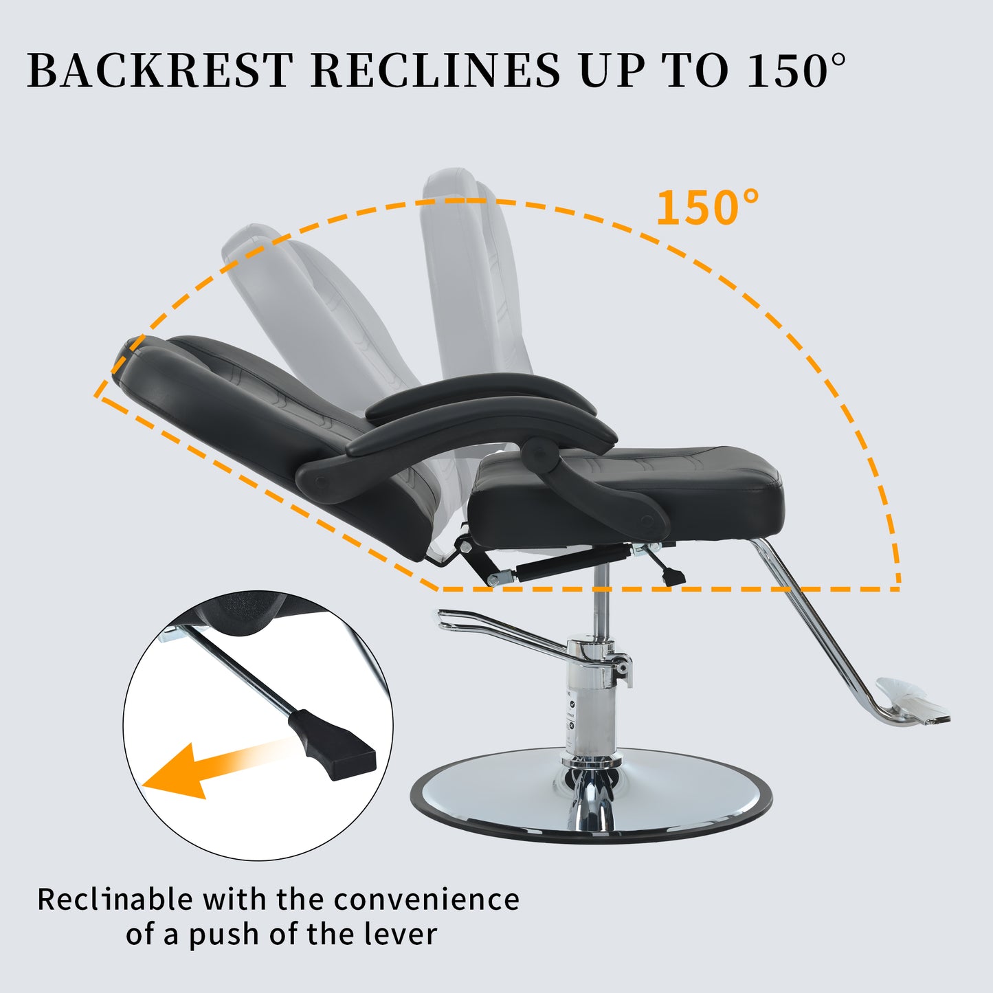 Classic Reclining barber Chair Salon Chair for Hair Stylist with Heavy Duty Hydraulic Pump, 360° Rotation, Tattoo Chair  Shampoo Beauty Salon Equipment,  Max Load Weight 330 Lbs, Black