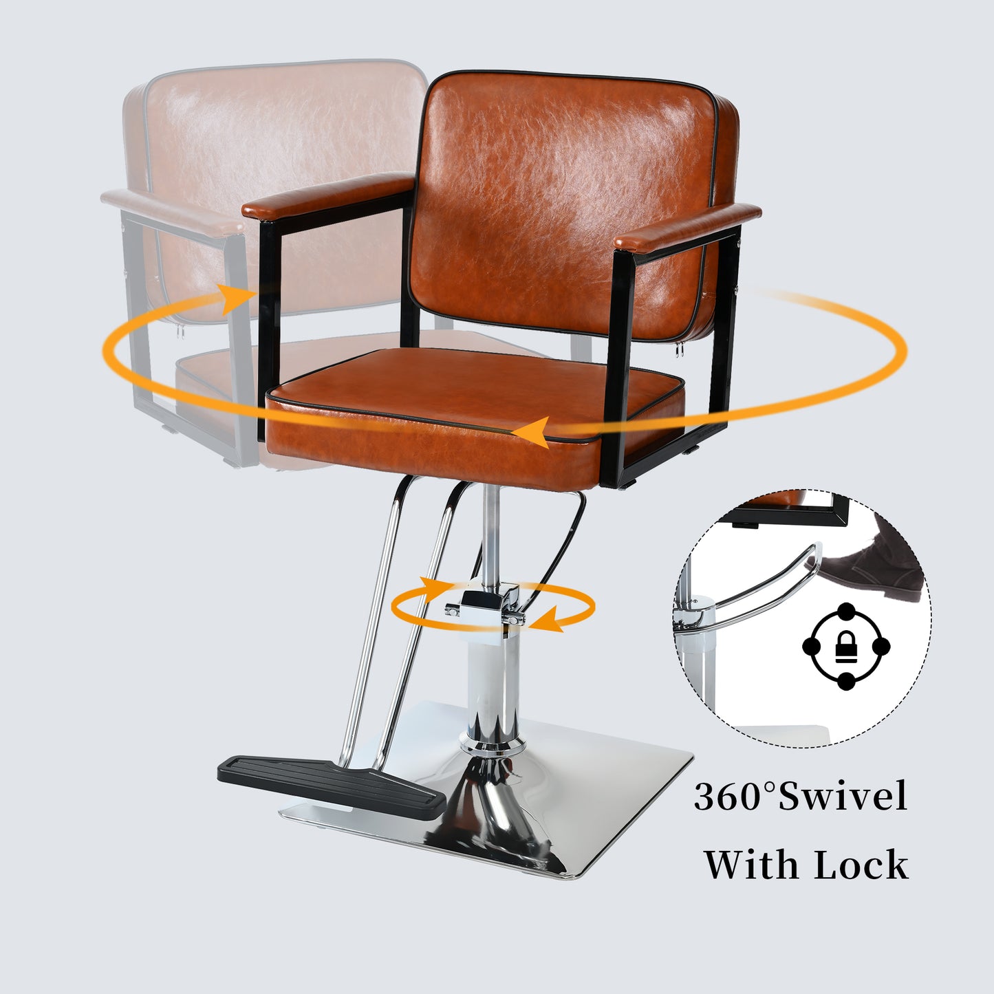 Classic Barber Chair,Styling Salon Chair with Hydraulic Pump Swivel Barber Chair,for Beauty Salon Spa Equipment,Brown