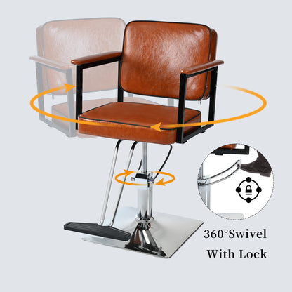 Classic Barber Chair,Styling Salon Chair with Hydraulic Pump Swivel Barber Chair,for Beauty Salon Spa Equipment,Brown