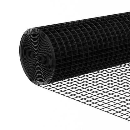 Black Hardware Cloth 1/2 inch 48" x 50' 19 Gauge vinyl coated welded wire mesh roll- PVC Hardware Cloth- , Chicken Coop Wire Mesh, Gopher Barrier Welded Wire Mesh Fence, Rat Fence