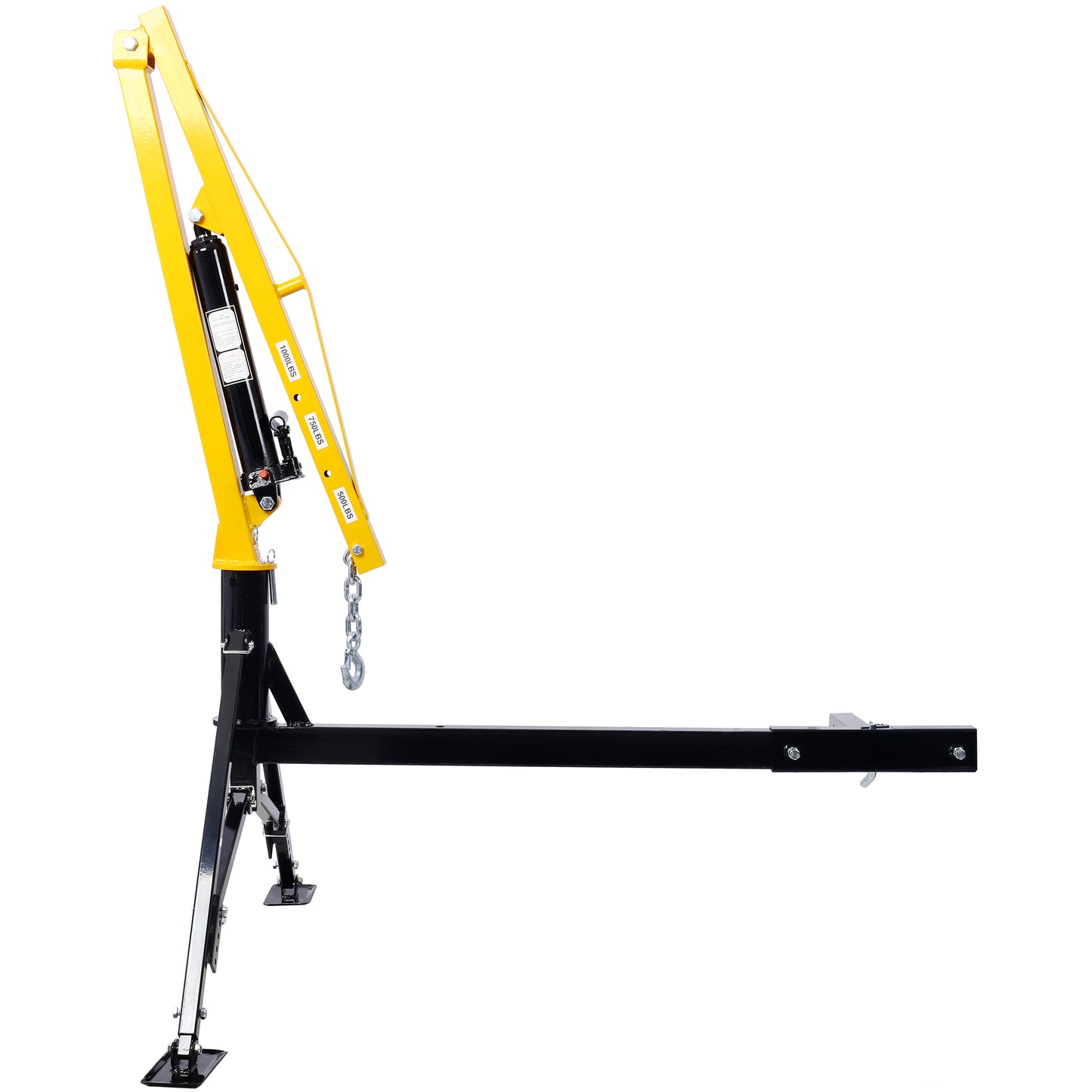 Receiver Hitch Mounted Hydraulic Swivel Pickup Truck Crane - 1000 lbs. Capacity With 3 Boom Capacities of 500 lbs, 750 lbs and 1000 lbs.