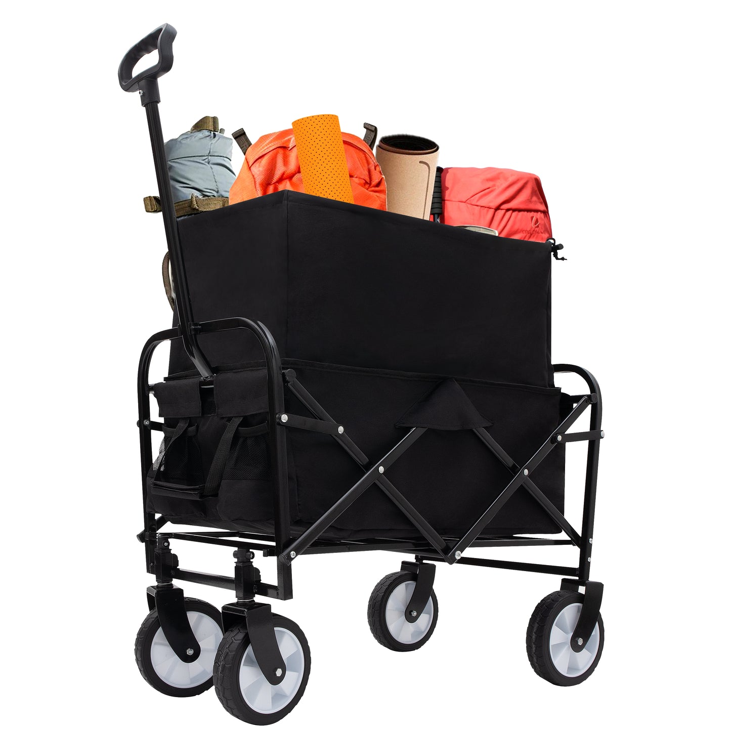 Collapsible Foldable Wagon Cart Beach Wagon Heavy Duty Utility Cart Utility Wagon Grocery Cart for for Camping Shopping Sports Gardeing Fishing 
Supports 225lbs ,All-Terrain Wheels black