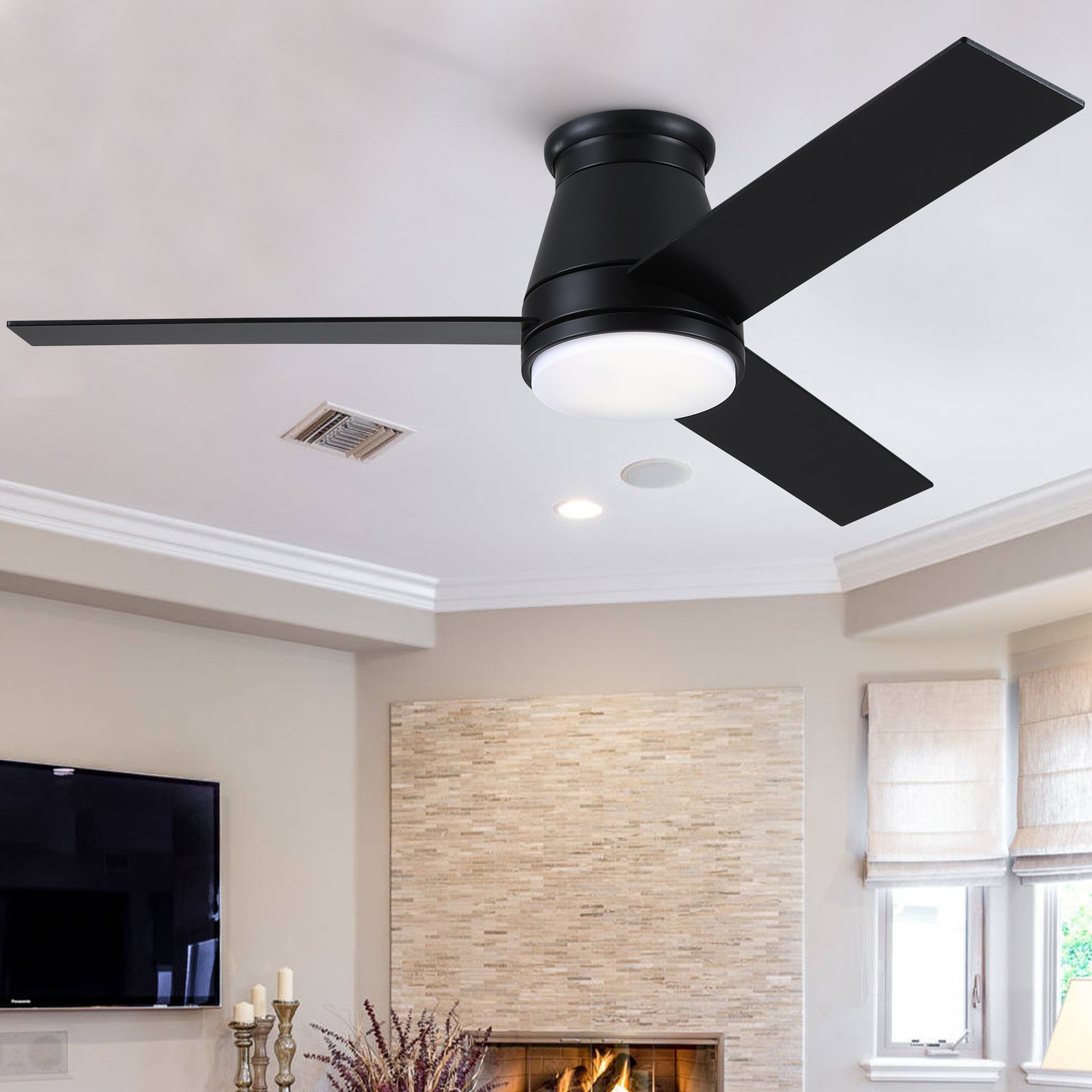 48" Black Lowe Profile Ceiling Fan with Light