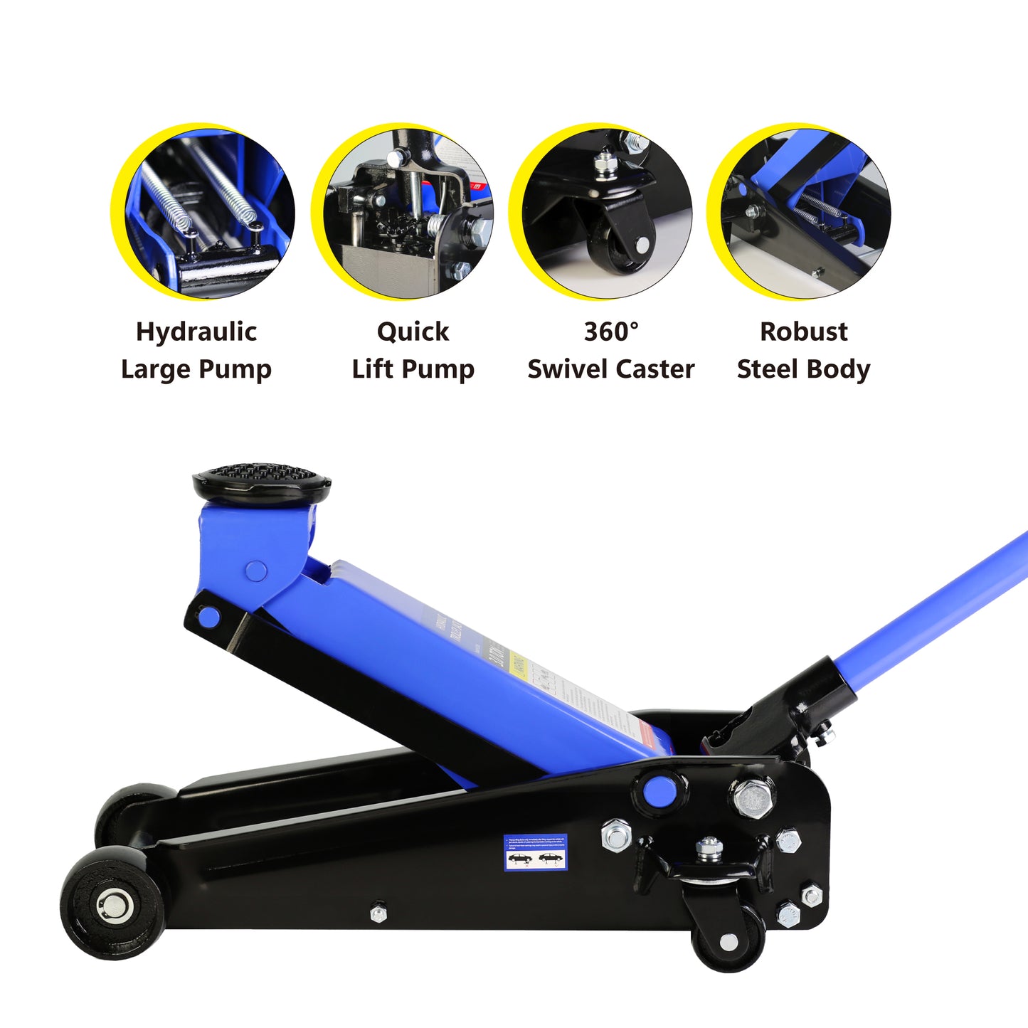 Hydraulic trolley Low Profile and Steel Racing 3Ton (6,000 lb) Capacity,  Floor Jack with Piston Quick Lift Single Pump, Blue Lifting range 5.1"-20"