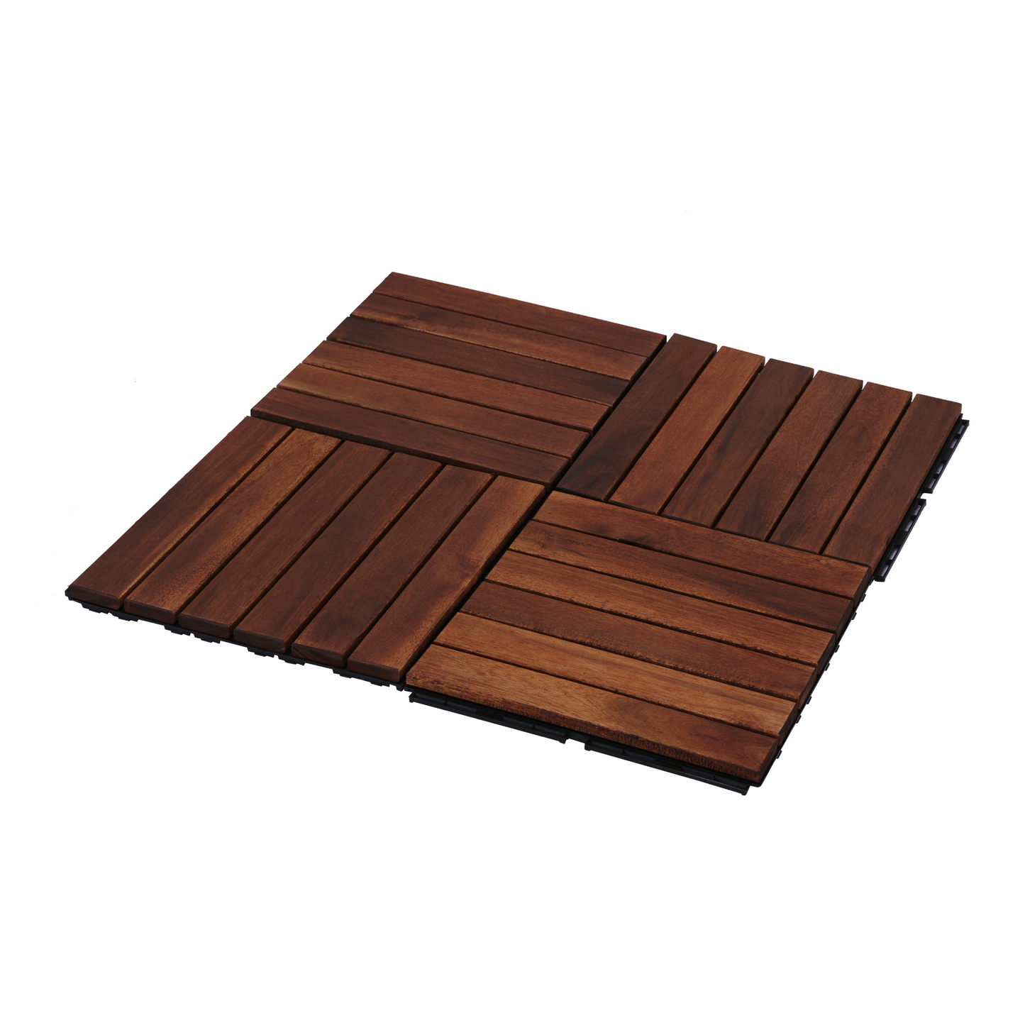 Acacia Wood Interlocking Deck Tiles Striped Pattern, 20 PCS  12" x 12" Square Acacia Hardwood Outdoor Flooring for Patio, Bancony, Pool Side,...