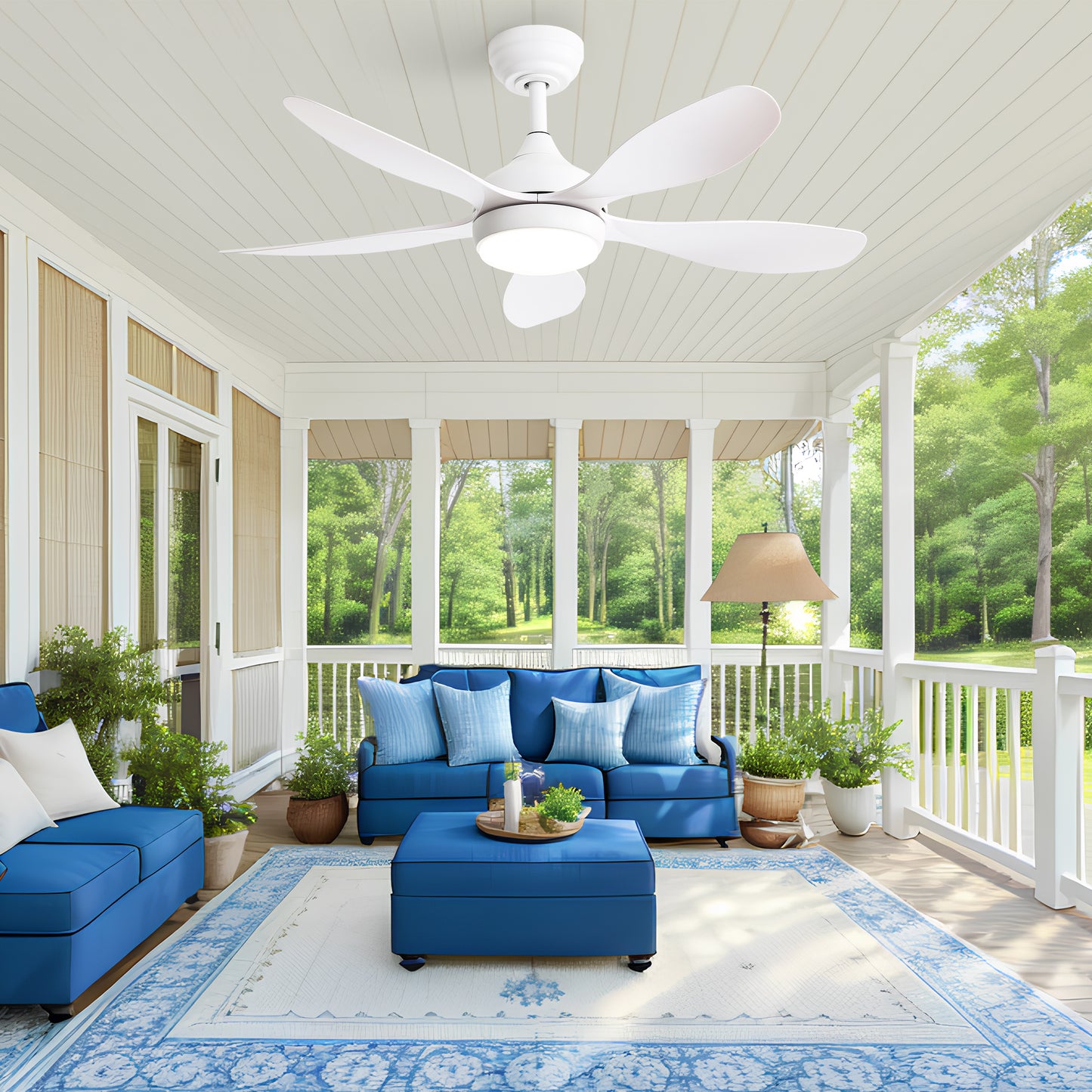 42 Inch Ceiling Fan with Light and Remote Cotnrol 6 Speeds DC Reversible Motor