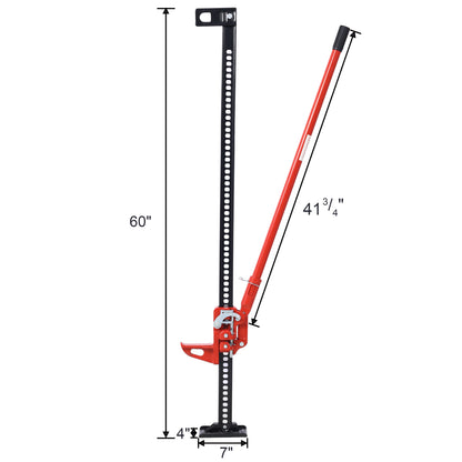 High Lift Farm Jack,60" Utility Farm Jack, 7000 lbs Capacity Ratcheting Off Road Utility Jack, Heavy-Duty Farm Jack for Tractor, Truck, SUV, Bumper Lift, RED