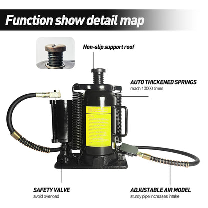 Air Hydraulic Bottle Jack, 20 Ton/40000 LBS Bottle Jack, 10.23-20.07 inch Lifting Range, Manual Handle and Air Pump, for Car, Pickup, Truck, RV, Auto Repair, Industrial Engineering