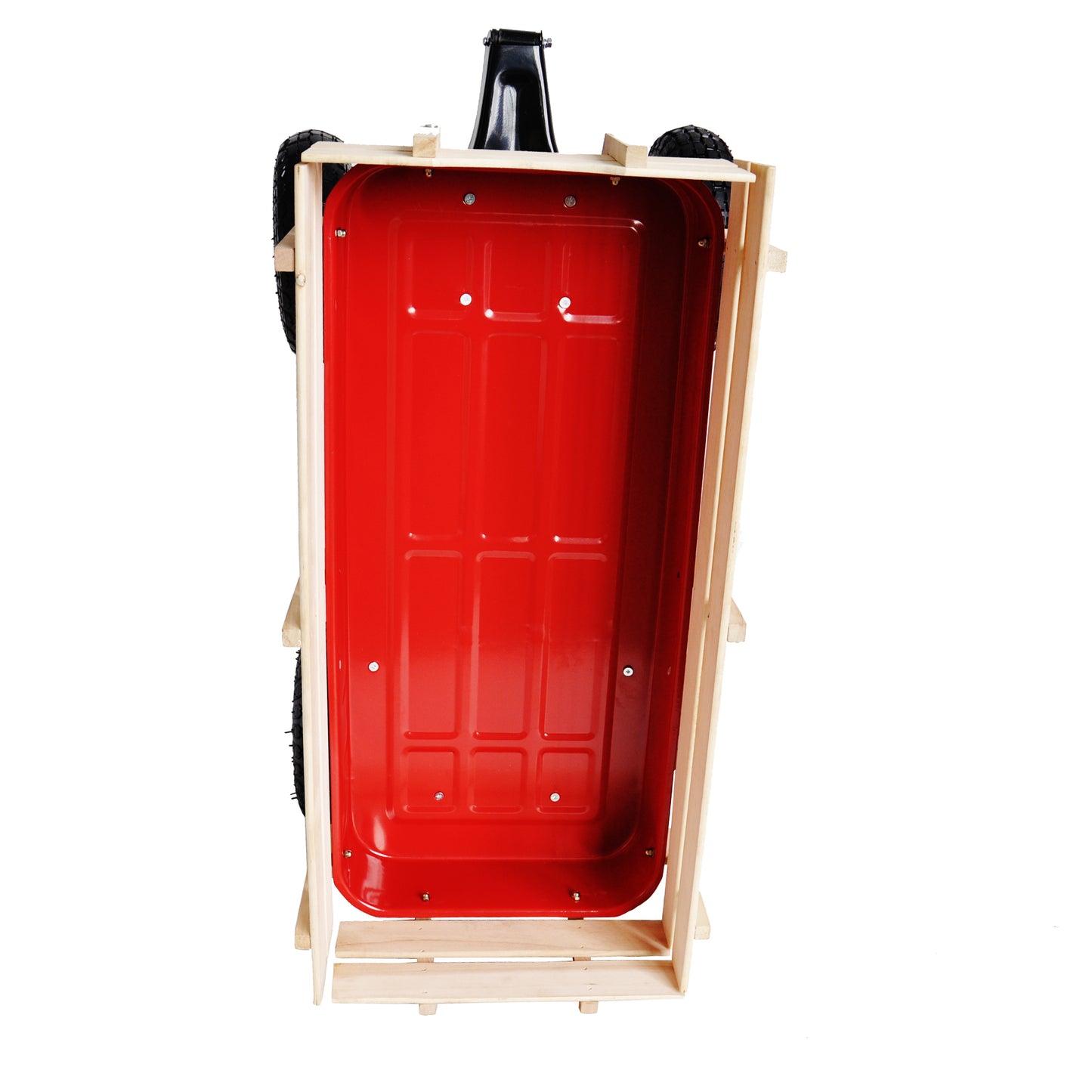 outdoor sport wagon tools cart wooden side panels air tires Wagon (red)