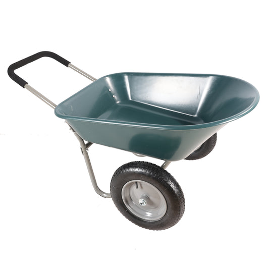 wheel barrow Two wheeled trolley for green garden 15 inch pneumatic wheel WB1001GN