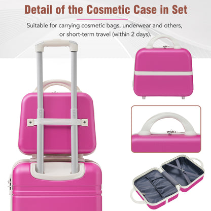 Hardshell Luggage Sets 3 Pieces 20"+28" Luggages and Cosmetic Case Spinner Suitcase with TSA Lock  Lightweight,Pink