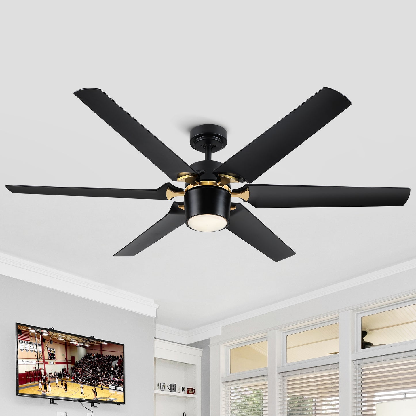 Modern 60" Integrated LED Light Ceiling Fan with Remote Control