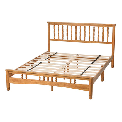 Queen Size Elegant Style Wooden Platform Bed Frame With Headboard,No Need Box Spring,Easy Assembly