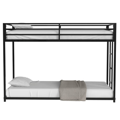 Adam Sturdy Twin over Twin Bunk Bed Metal Black for Kids and Adult, Low Profile Twin over twin bunk bed with Ladder and Guardrails, Easy Climbing, Beds for Bedroom, Same as original B083124170