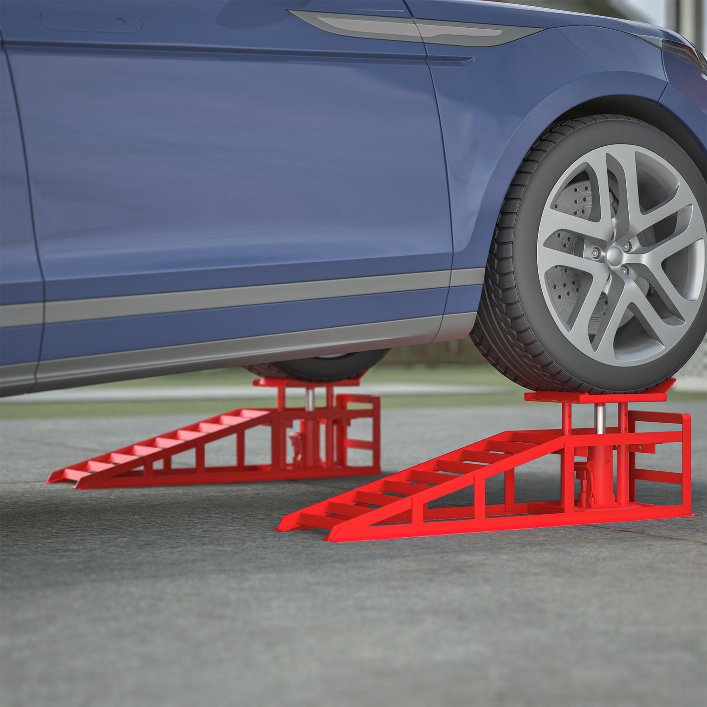 2 Pack Hydraulic Car Ramps 5T 11000lbs Low Profile Car Lift Service Ramps Truck Trailer Garage,Height Hydraulic Vehicle Ramps (Red)