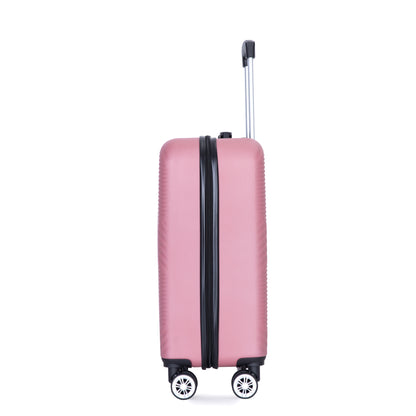 4-piece ABS lightweight suitcase, 14 inch makeup box, aircraft wheels (14/20/24/28) PINK