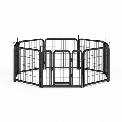 Dog Playpen Outdoor, 8 Panel Dog Fence 24" Pet Pen for Small Dogs Pet Exercise Pen for Puppy/Rabbit/Small Animals Portable Playpen for RV Camping Garden Yard, Indoor. Black, 22.2'' W x 23.6'' H.