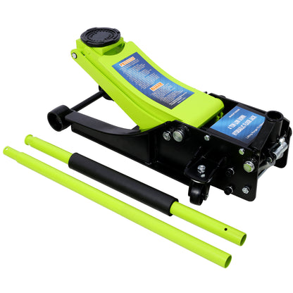 Low Profile Hydraulic Trolley Service/Floor Jack, 4 Ton (8000 lbs) Capacity, Lifting Range 2.5"-20",green