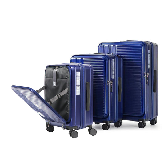 Luggage,with front opening,TSA approved lock,hardshell suitcase,Blue