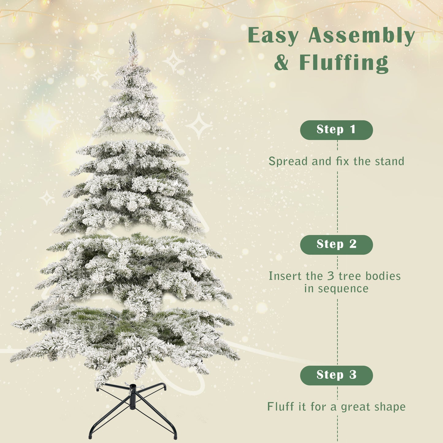 7.5ft Artificial Christmas Tree with 400 LED Lights and 1050 Bendable Branches, Christmas Tree Holiday Decoration, Creative Decorated Trees, Xmas Tree Christmas Decorations