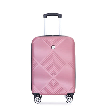 4-piece ABS lightweight suitcase, 14 inch makeup box, aircraft wheels (14/20/24/28) PINK